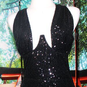 COCKTAIL SEQUIN PANTS SUIT NWT  BLACK MED.